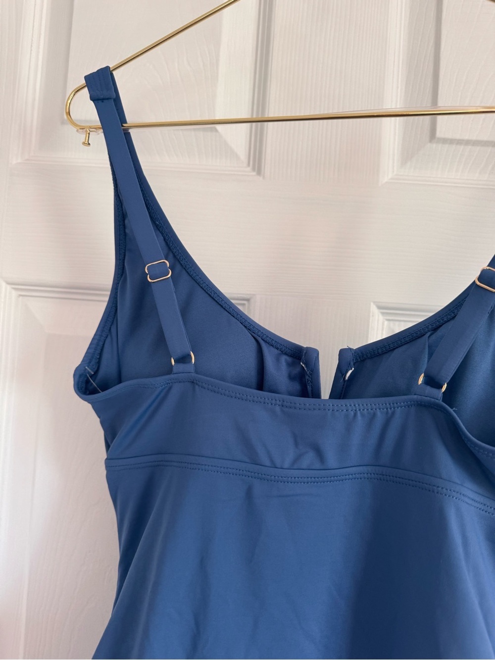 Anne Cole Blue One-Piece Swimsuit with V-Notch - Picture 5 of 9
